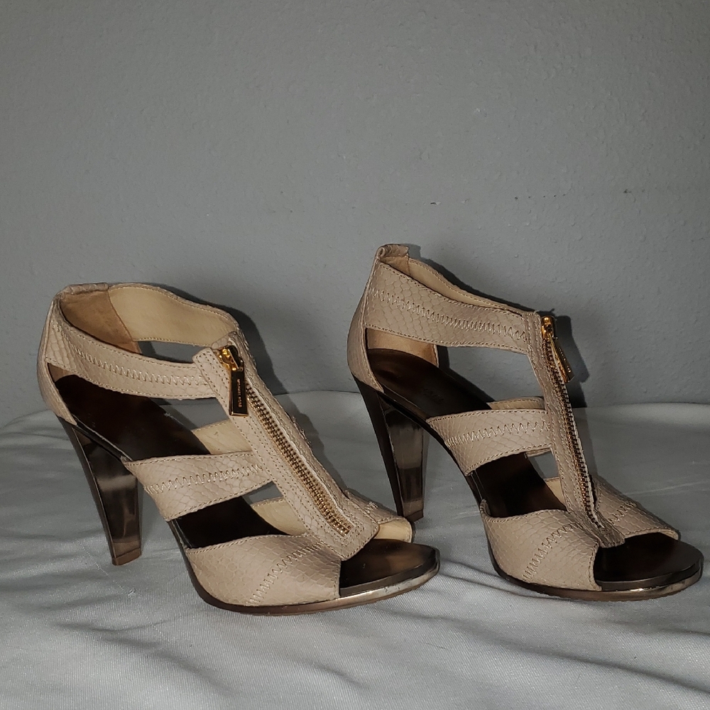 Michael Kors Cream Block Heel Slip-On Heels